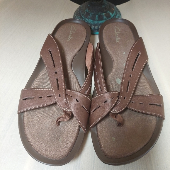 Clarks Thunder Perf Walking Woman Sandals Brown Size 10 - Picture 8 of 10